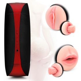 3 in 1 Male Masturbators Adult Sex Toys with Realistic Textured Mouth Vagina and Tight Anus, Men's Pocket Pussy Blowjob Stroker Anal Play Sex Toys for (Color: Black)